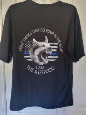 A4 Sheepdog Graphic Performance T Shirt Medium Black Tactical Thin Blue Line K9